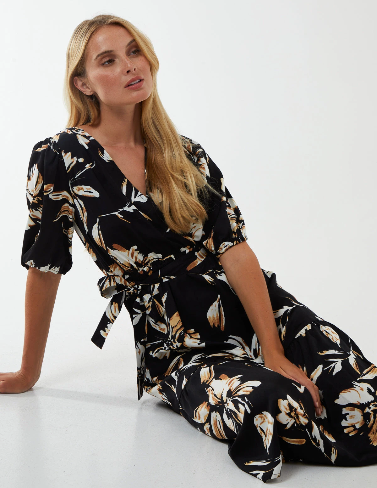 Wrap Front Tier Hem Midi Dress 2 Wrap Front Tier Hem Midi Dress - Image 2