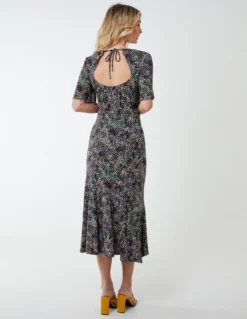 Angel Sleeve Tiered Midi Dress -Deals Sleek Dresses Store NL233823 BLACK 3568