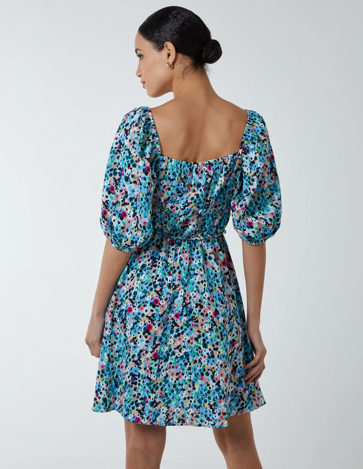 Square Neck Milkmaid Puff Sleeve Mini Dress 4 Square Neck Milkmaid Puff Sleeve Mini Dress - Image 4
