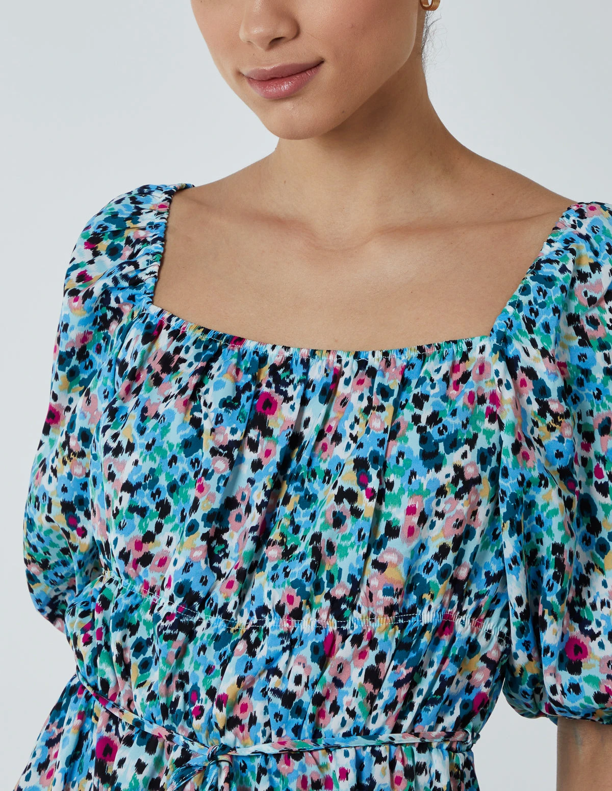 Square Neck Milkmaid Puff Sleeve Mini Dress 2 Square Neck Milkmaid Puff Sleeve Mini Dress - Image 2