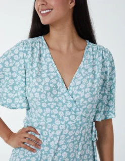 Angel Sleeves Wrap Midi Dress -Deals Sleek Dresses Store NL6919 MINT 6091