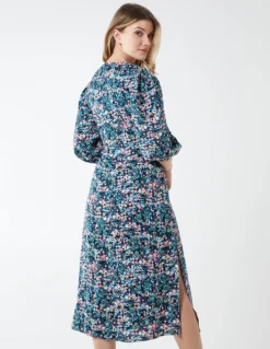 3/4 Puff Frill Sleeve Midi Dress -Deals Sleek Dresses Store NL9867B0043 58749