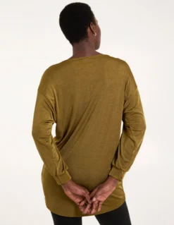 Mini Ribbed Hi-Low Tunic -Deals Sleek Dresses Store NV1381 KHAKI 43167