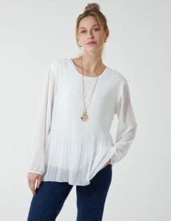 Long Sleeve Pleated Top