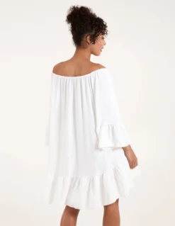 Tie Neck Tiered Tunic Dress -Deals Sleek Dresses Store NV1832 WHITE 4