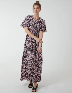 Shirred Waist Butterfly Sleeve Dress