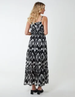 Brushed Print Wrap Dress -Deals Sleek Dresses Store QED2756 BLACK 3691