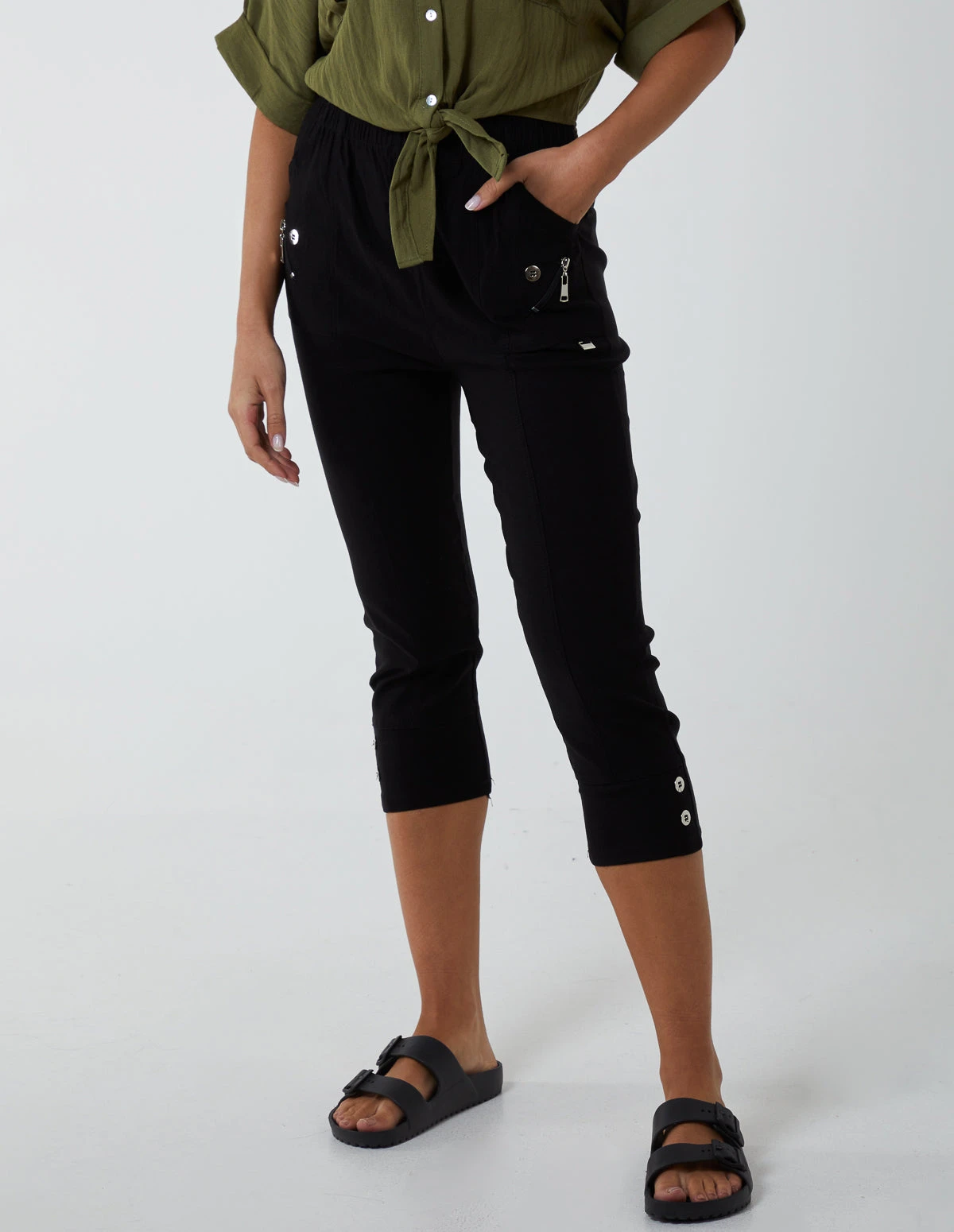 Zip Detail Crop Trouser 3 Zip Detail Crop Trouser - Image 3