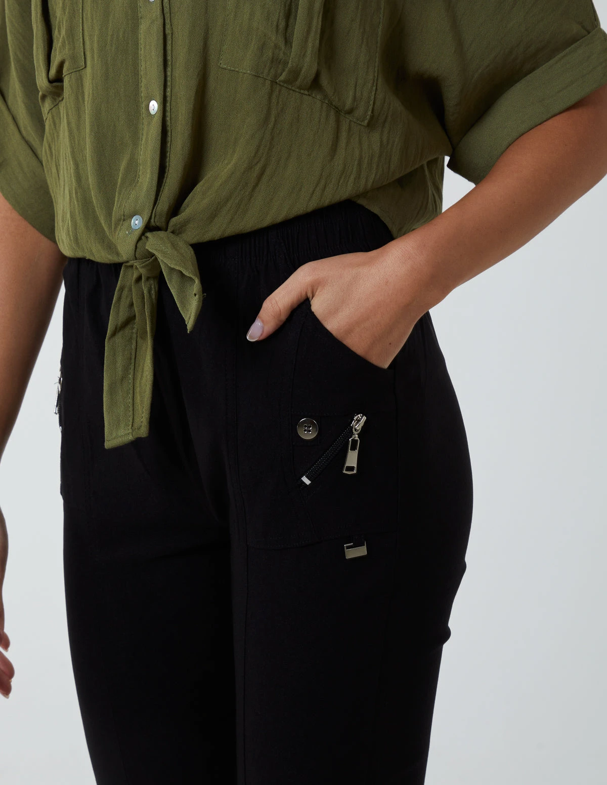Zip Detail Crop Trouser 2 Zip Detail Crop Trouser - Image 2