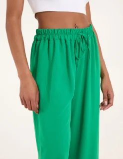 Drawstring Wide Leg Trousers -Deals Sleek Dresses Store S22314 GREEN 3