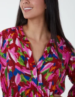 Tunic Tiered Smock Mini Dress -Deals Sleek Dresses Store SS23234 PINKPATTERN 6897