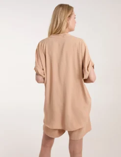 V-Neck Short Sleeve Blouse -Deals Sleek Dresses Store SS23395 CAMEL 0598