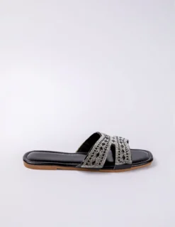 Diamante Flat Sandal -Deals Sleek Dresses Store SS24231 black 1