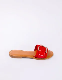 D Metal Detail Stretch Sandal -Deals Sleek Dresses Store SS24246 red 4