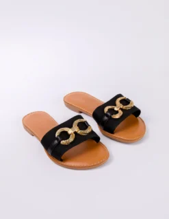 O Ring Metal Detail Stretch Sandal