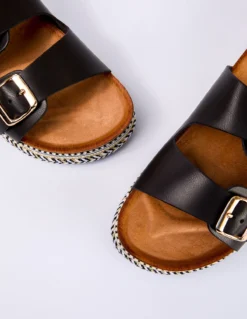 Contrast Woven Base Buckle Sandal -Deals Sleek Dresses Store SS24254 black 4