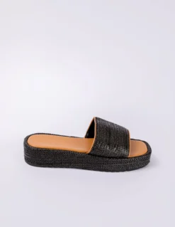 Woven Front Slip On Sandal -Deals Sleek Dresses Store SS24255 black 1