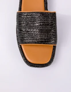Woven Front Slip On Sandal -Deals Sleek Dresses Store SS24255 black 3