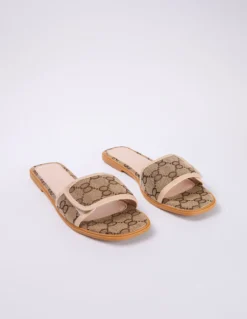 Woven Print Front Strap Sandal -Deals Sleek Dresses Store SS24264 BEIGE 2