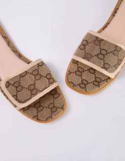 Woven Print Front Strap Sandal -Deals Sleek Dresses Store SS24264 BEIGE 3