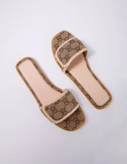 Woven Print Front Strap Sandal