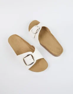 One Buckle Detail Sandal -Deals Sleek Dresses Store SS24268 WHITE 3