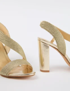 Metallic Rope Heeled Shoe -Deals Sleek Dresses Store SS24270 GOLD 3