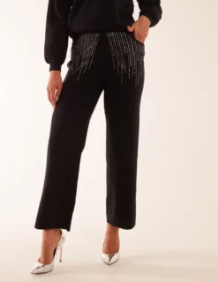 Diamante Knitted Flared Trousers