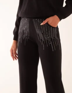Diamante Knitted Flared Trousers 6 Diamante Knitted Flared Trousers -Deals Sleek Dresses Store WF5043BB003 114013