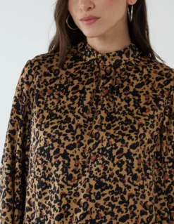 Satin Blouson Top -Deals Sleek Dresses Store bv222407 BROWN 93