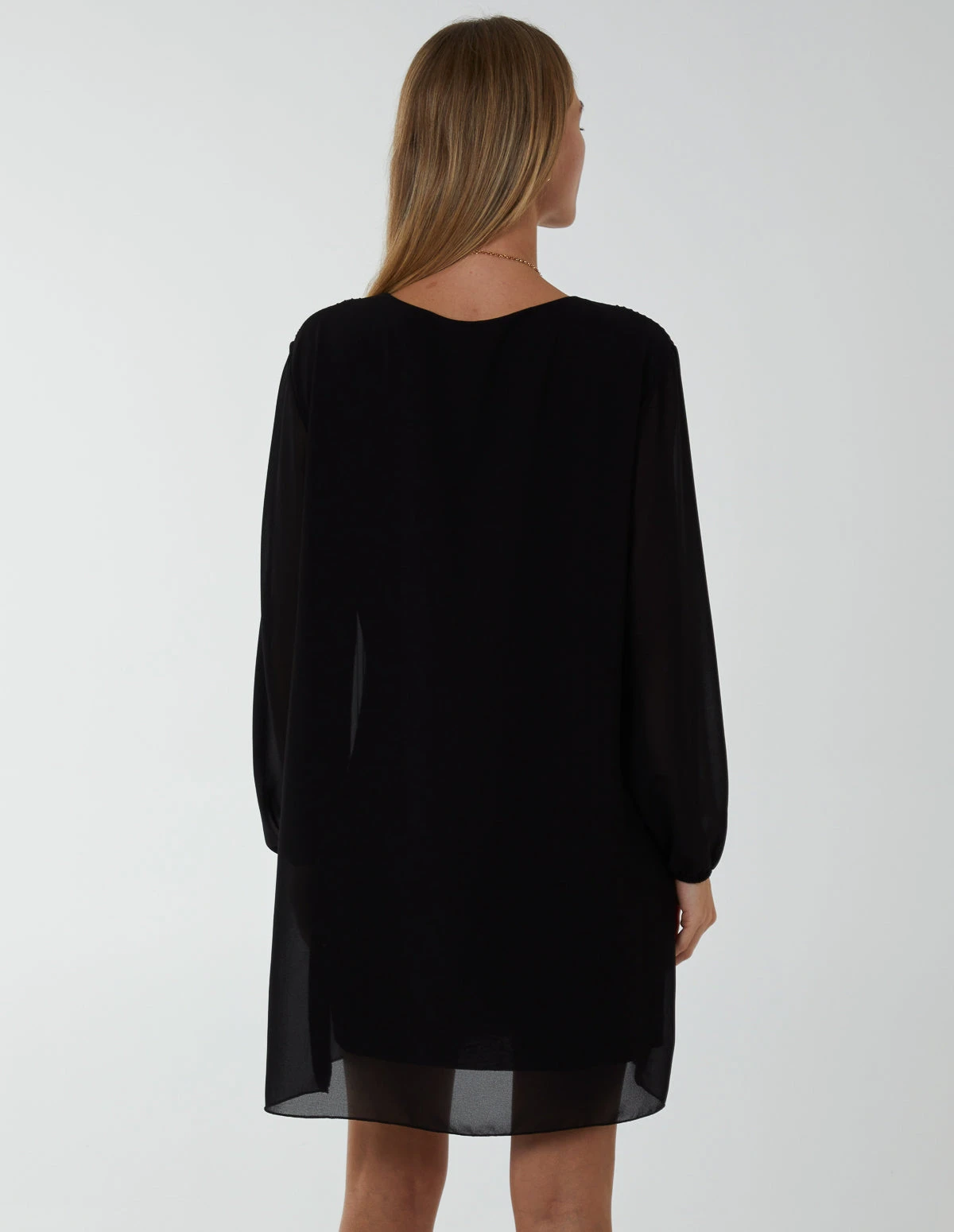 Long Sleeve Pleated Shift Dress 5 Long Sleeve Pleated Shift Dress - Image 5