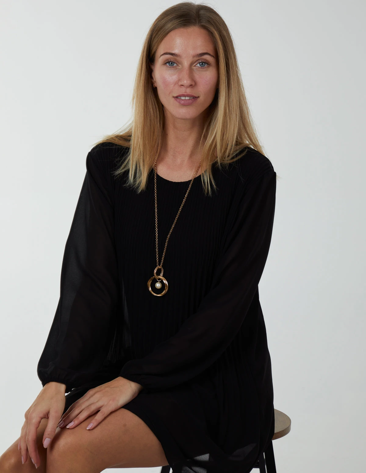 Long Sleeve Pleated Shift Dress 1 Long Sleeve Pleated Shift Dress