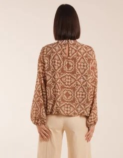 High Neck Baroque Blouse -Deals Sleek Dresses Store bv2315 cream23209