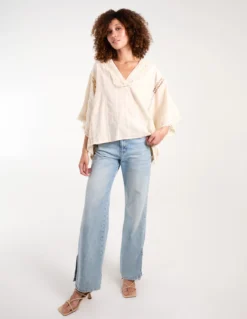 V Front Crochet Fringe Kimono Top -Deals Sleek Dresses Store bv245412 stone 35764