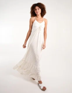 Gold Lurex Tie Front Maxi Dress