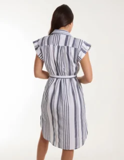 Stripe Button Front Shirt Dress -Deals Sleek Dresses Store bv245928 whitepattern 17856