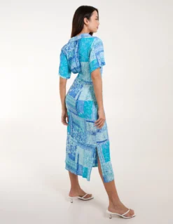 Button Through Shirt Dress -Deals Sleek Dresses Store bv245942 blue 7454