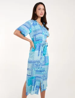 Button Through Shirt Dress -Deals Sleek Dresses Store bv245942 blue 7462