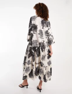 Broderie Smock V-Neck Dress -Deals Sleek Dresses Store bv245948 charcoal 34449