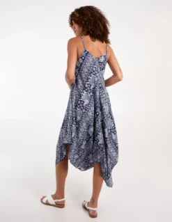 Navy Elephant Print Hanky Hem Dress -Deals Sleek Dresses Store bv245964 blue 34817