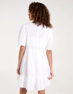 Broderie Tiered Mini Dress -Deals Sleek Dresses Store bv245974 ivory 4848
