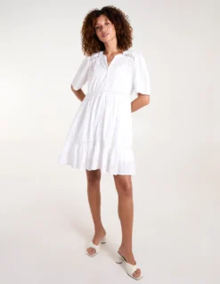 Broderie Tiered Mini Dress -Deals Sleek Dresses Store bv245974 ivory 4868