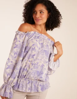 Butterfly Floral Print Gypsy Chiffon Blouse