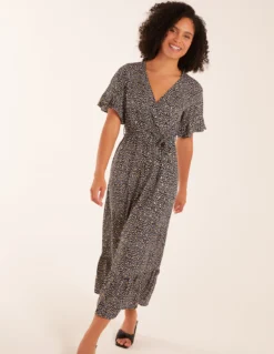 Leopard Wrap Cross Over Midi Dress 6 Leopard Wrap Cross Over Midi Dress -Deals Sleek Dresses Store bv2645 black9291