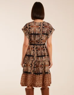 Tiered Crossover Printed Dress -Deals Sleek Dresses Store bv3034 black pattern24737