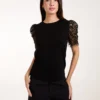 Lace Mesh Sleeve T-Shirt