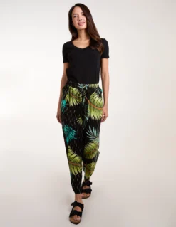 Palm Print Trousers -Deals Sleek Dresses Store bv3170 black 7930