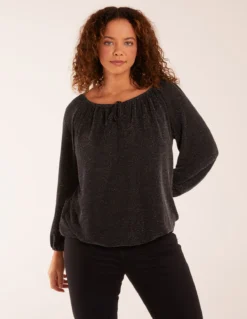 Gypsy Neck Metallic Top -Deals Sleek Dresses Store bv3313 blacksilver 21502