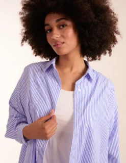 Oversized Stripe Shirt -Deals Sleek Dresses Store bv3540 bluewhite 11014