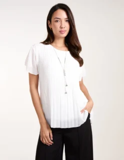 Pleated Short Sleeve Top